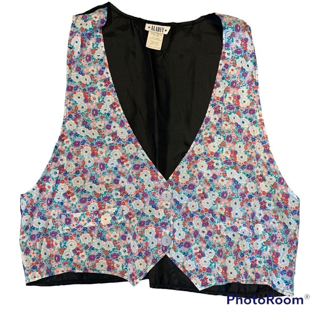 Vintage Alabuy Ditsy Floral Vest 80's 90's
